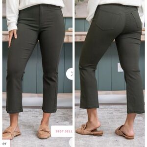 Diva Stretch High Rise Kick Flare Jeans| Sz Sm| Olive Green NWT!